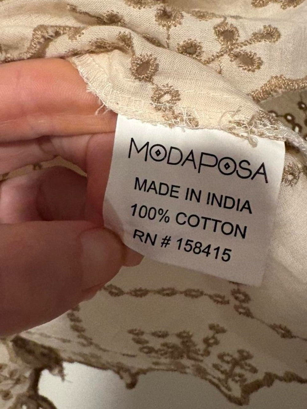 Cream & tan Modaposa boho blouse with lace details small - Picture 4 of 8
